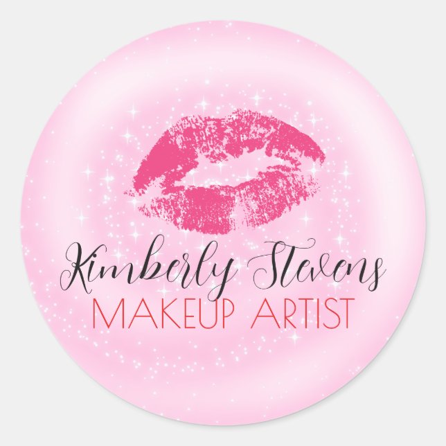 Hot Red Lips Classic Round Sticker (Front)