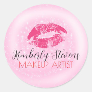 Hot Red Lips Classic Round Sticker