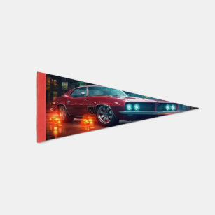 Hot Red Wheels Cinematic Autos Racing Pennants