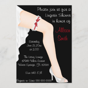 Hot Red & White Lace Lingerie Bridal Shower Invitation