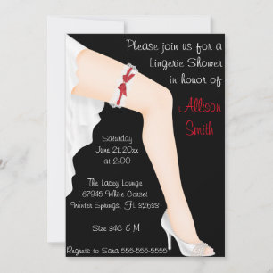 Hot Red & White Lace Lingerie Bridal Shower Invitation