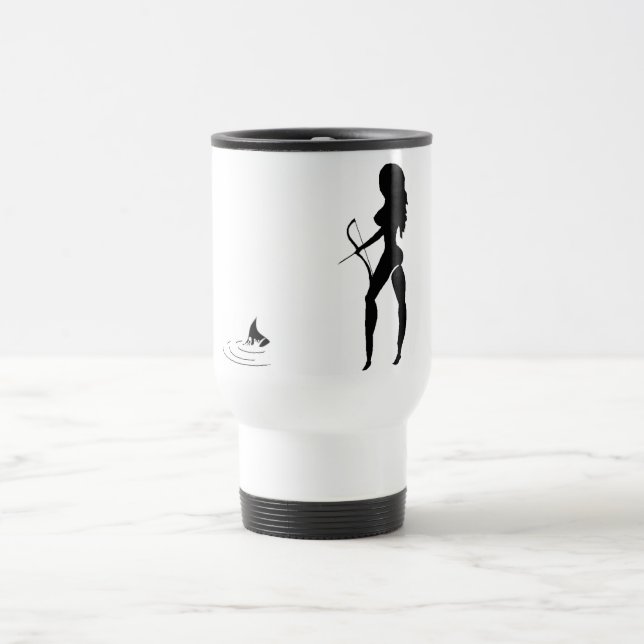 Hot Redfish Tail Silhouette Travel Mug (Center)