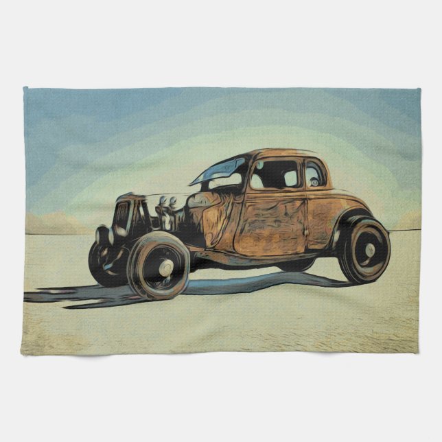 Hot Road Car Tea Towel (Horizontal)