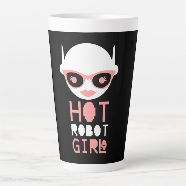 Hot robot girl latte mug (Front)