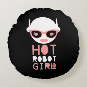 Hot robot girl round cushion