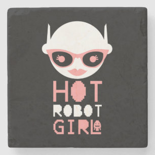 Hot robot girl stone coaster