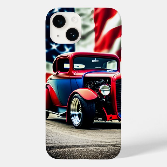 Hot Rod and American flag Case-Mate iPhone Case (Back)