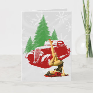 Hot Rod and Pin Up Christmas Holiday Card