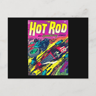 Hot Rod Comic Book Vintage Retro 50's Postcard
