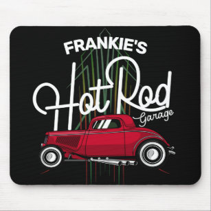 Hot Rod Garage CUSTOM NAME Deluxe Pinstripes Car Mouse Mat