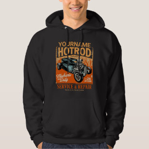 Hot Rod Garage Personalised NAME Mechanic Shop  Hoodie