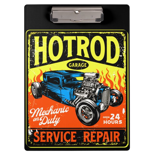 Hot Rod Garage Service Repairs  Clipboard (Front)