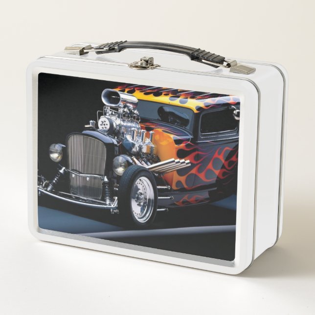 Hot rod metal lunch box (Front)