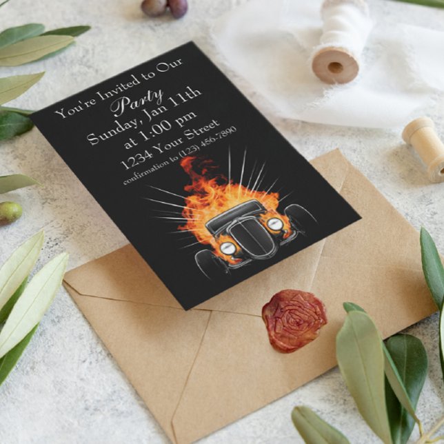 Hot Rod party Front View Invitation (Creator Uploaded)