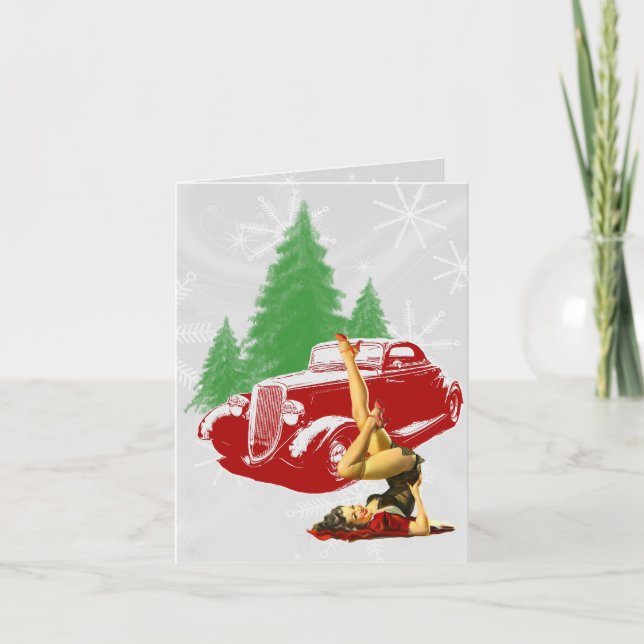 Hot Rod & Pin Up Christmas Holiday Card (Front)
