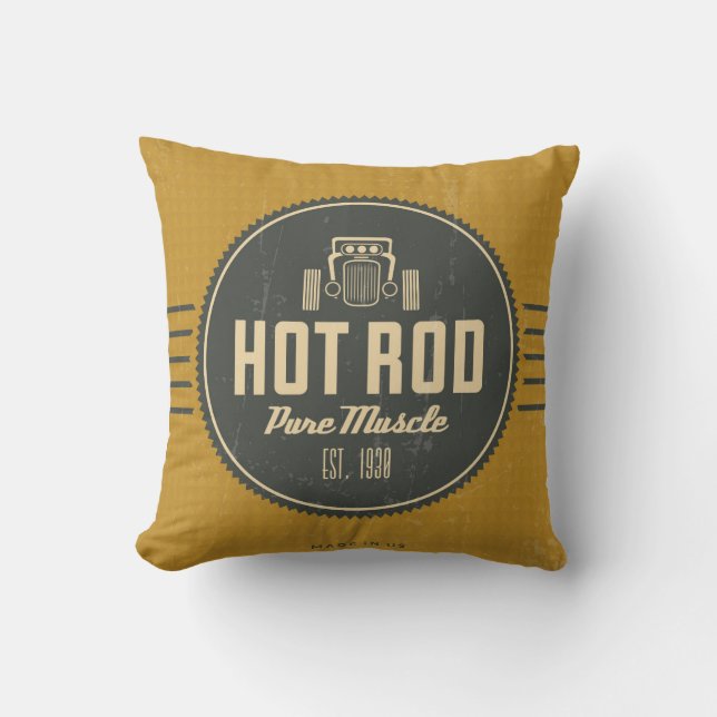 Hot Rod Retro Label Man Cave Accent Pillows (Front)