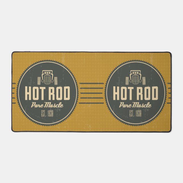 Hot Rod Retro Label Man Cave  Desk Mat (Front)