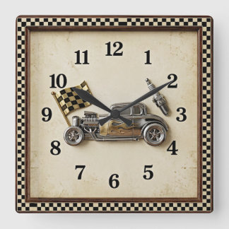 Hot Rod Square Wall Clock