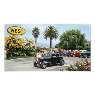 Hot rods at a gas satation in san francisco photo print