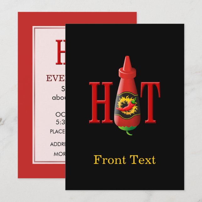 Hot sauce bottle invitation (Front/Back)