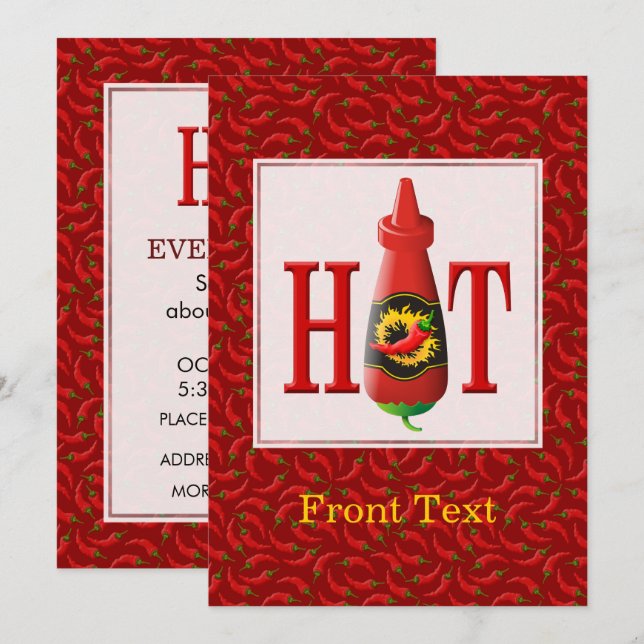 Hot sauce bottle invitation (Front/Back)