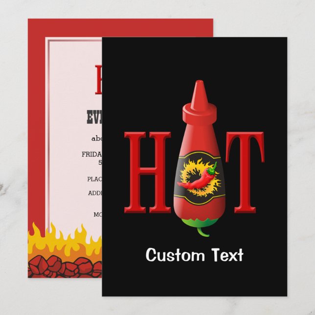 Hot Sauce Bottle Invitation (Front/Back)