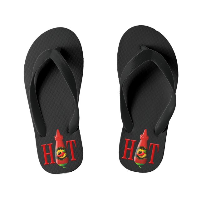 Hot sauce bottle kid's flip flops (Footbed)