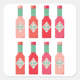 Hot Sauce Bottles Hot Stuff Spicy Gift  Square Sticker