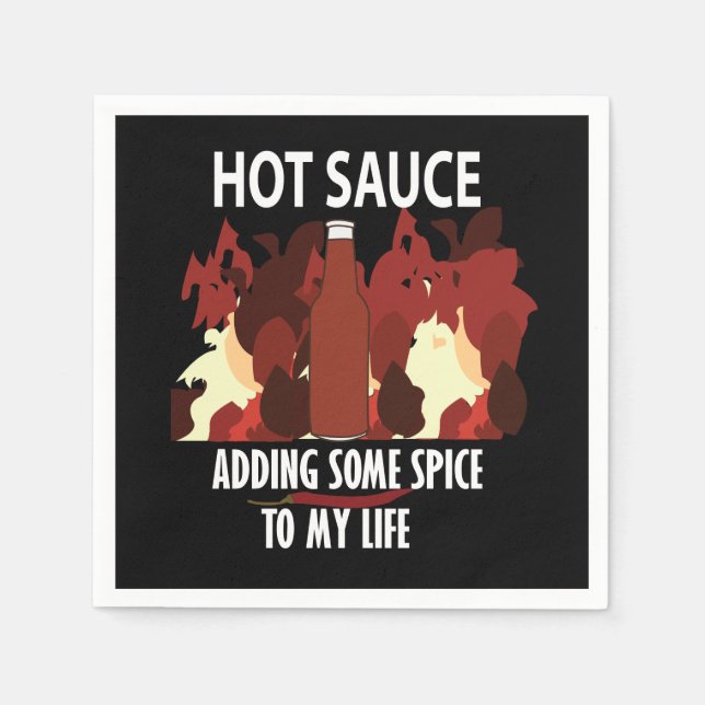 Hot Sauce Ketchup Fire Red Chilli Pepper Party Napkin (Front)