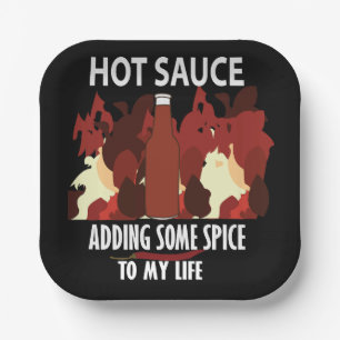 Hot Sauce Ketchup Fire Red Chilli Pepper Party Paper Plate