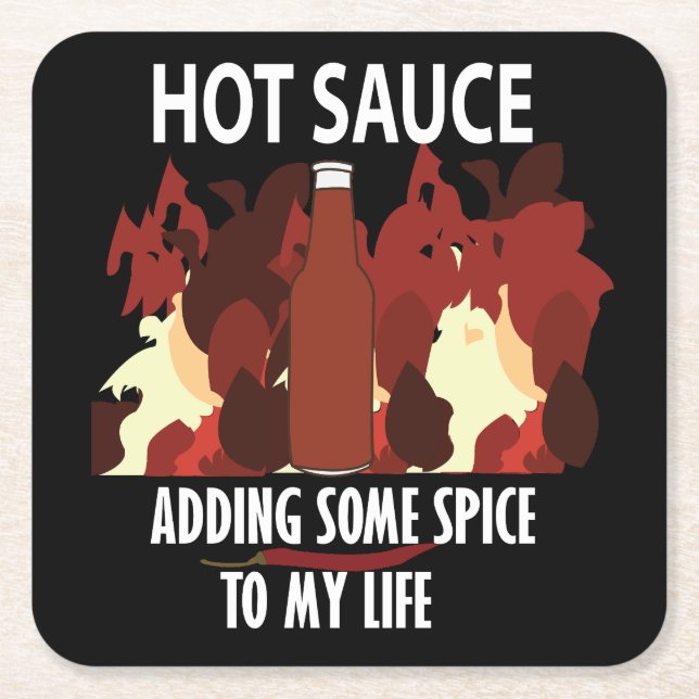 Hot Sauce Ketchup Fire Red Chilli Pepper  Square Paper Coaster (Front)