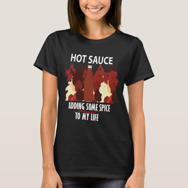 Hot Sauce Ketchup Fire Red Chilli Pepper T-Shirt (Front)