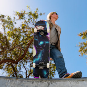 HOT SCI-FI CURVY WOMAN SKATEBOARDS