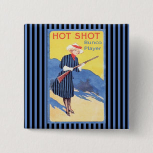 hot shot bunco player 15 cm square badge