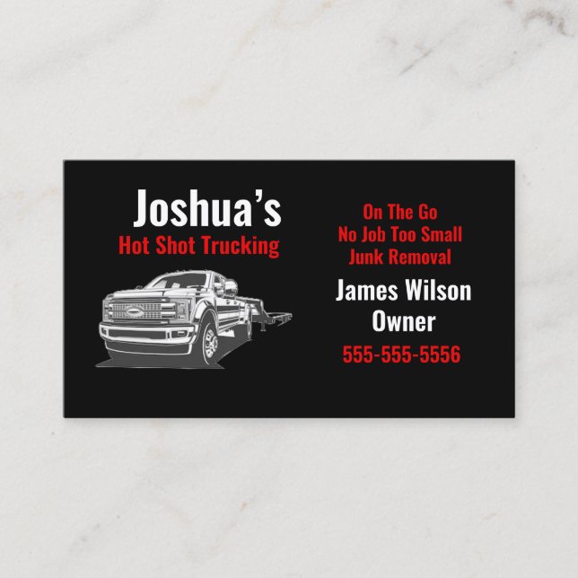 Hot Shot Trucking Black Business Card (Front)