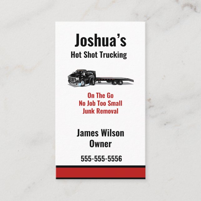 Hot Shot Trucking Business Card (Front)