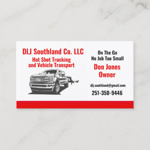 Hot Shot Trucking Business Card