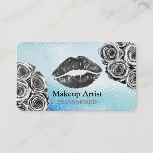 Hot Silver Glitter Lips Makeup Artist Beauty Salon Business Card