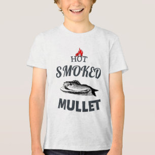 Hot Smoked Mullet Bbq Fish Cooked Seafood Restaura Tri-Blend Shirt