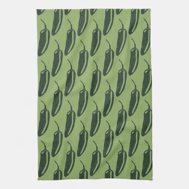 HOT & SPICY chiles jalapeno pattern Tea Towel (Vertical)