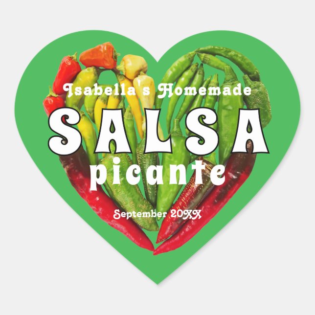 Hot spicy chilli peppers heart Salsa picante Heart Sticker (Front)