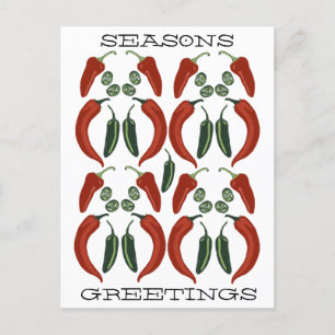 HOT & SPICY Jalapeño Chile Peppers Pattern Art Holiday Postcard