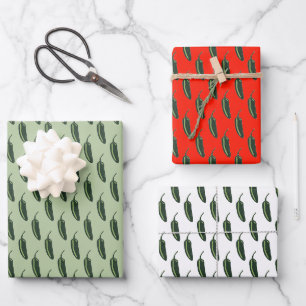 HOT & SPICY Jalapeño Chile Peppers Pattern Wrapping Paper Sheet
