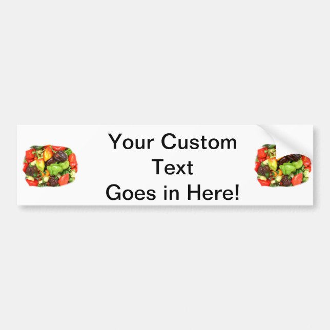 Hot Spicy Peppers Different Species, Spice it up! Bumper Sticker (Front)