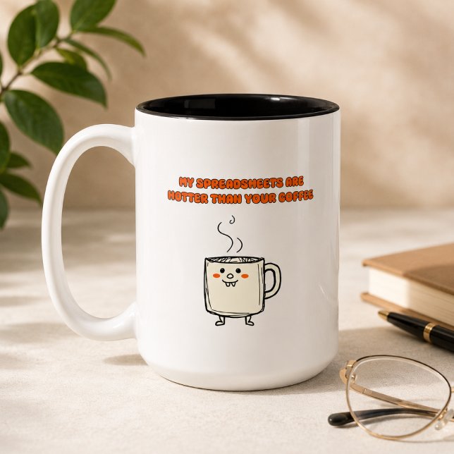Hot Spreadsheets Office Humour Data Lover Design Two-Tone Coffee Mug (Creator Uploaded)