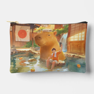 Hot Spring Moment: Giant Capybara Selfie Art Accessory Pouch