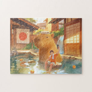 Hot Spring Moment: Giant Capybara Selfie Art Jigsaw Puzzle