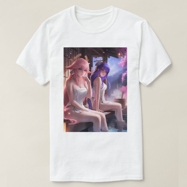 Hot Spring Raiden Shogun And Yae Miko 119 T-Shirt (Design Front)