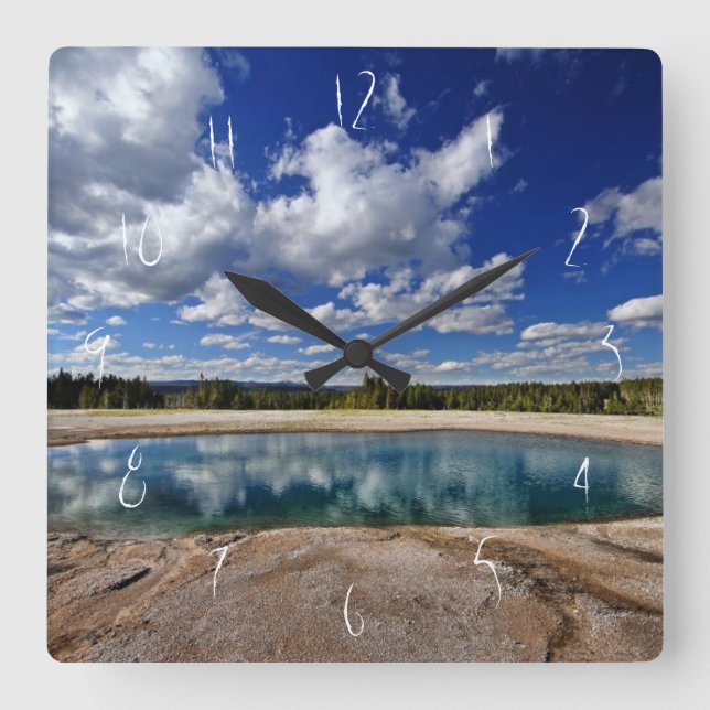 Hot Spring Square Wall Clock (Front)