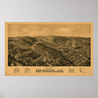 Hot Springs, AR Panoramic Map Birds Eye View Poster